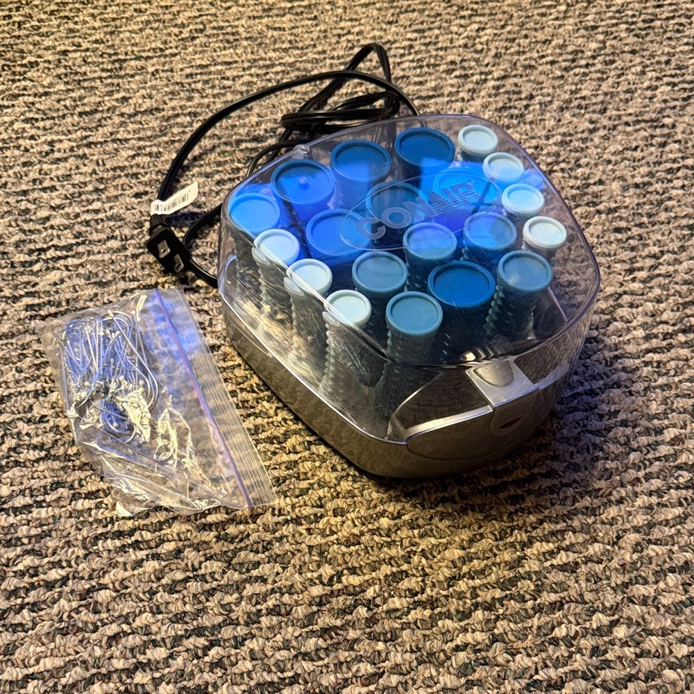 Compact Electric Hot Roller Set with Blue Foam Rollers